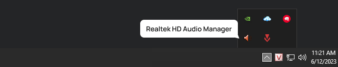 B1: Mở Realtek HD Audio Manager thông qua biểu tượng Loa tại thanh Taskbar