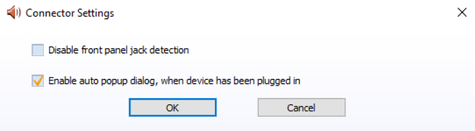 B3: Tại cửa sổ Connector Setting, lựa chọn “Disable front panel jack detection”